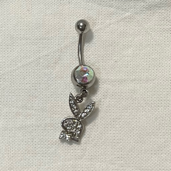 PLAYBOY Navel Ring Clear Rhinestones Silver, 14G, 316L - Item# B09389424 - Picture 10 of 17